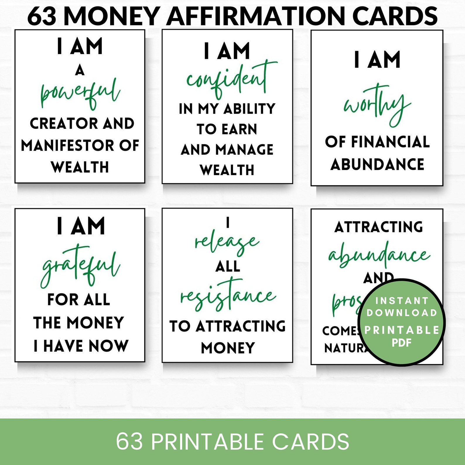 Printable Affirmation Cards for Money Money Affirmation - Etsy