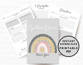 Planificador de gratitud, Diario de gratitud imprimible, Diario de atención plena, Plantilla de gratitud, Diario diario de gratitud, Tarro de gratitud, Agradecido