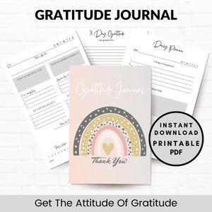 Diario de gratitud imprimible, Planificador de gratitud, Diario de atención plena, Plantilla de gratitud, Diario diario de gratitud, Libro de trabajo de gratitud