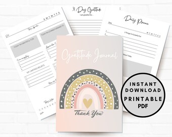 Gratitude Journal Printable, Gratitude Planner, Mindfulness Journal, Gratitude Template, Daily Gratitude Journal, Gratitude Workbook