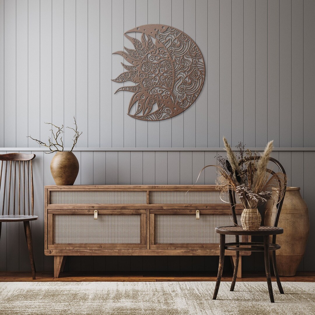 Sun and Moon Wall Art, Porch Wall Decor, Large Outdoor Metal Wall Art ...
