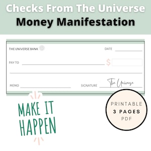 Manifestation Check, Printable Manifesting Check, Blank Manifestation Check, Abundance Check, Law Of Attraction Vision Board Manifest Money