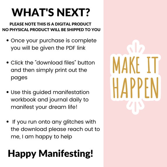 Manifestation Journal Printable Digital Manifestation Guide Etsy Hong Kong