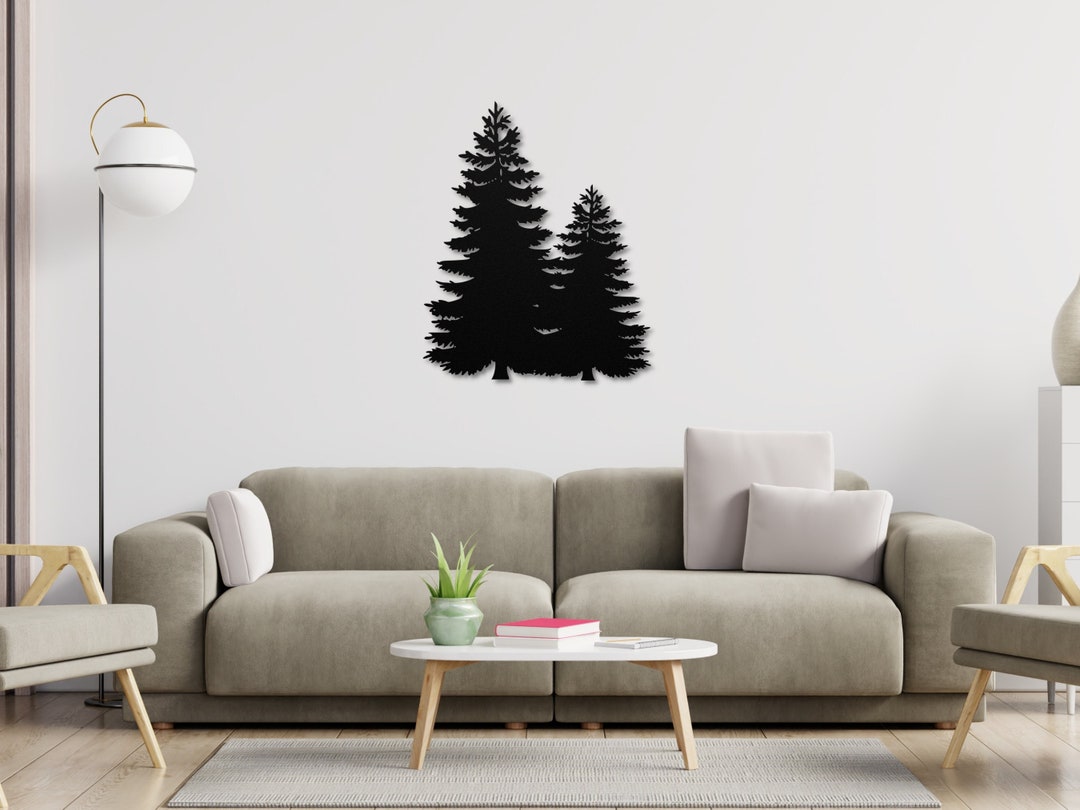 Pine Tree Wall Art Metal Pine Tree Wall Decor Large Metal Etsy