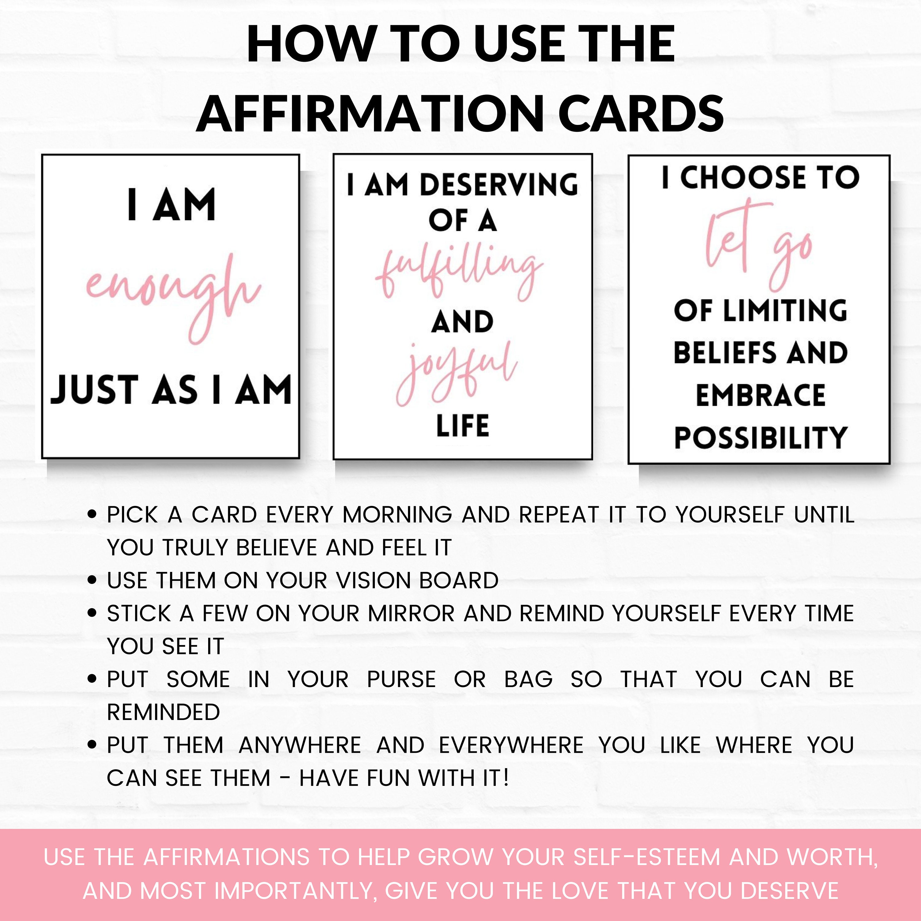 Self Love Affirmation Cards Printable, Positive Affirmation Cards ...