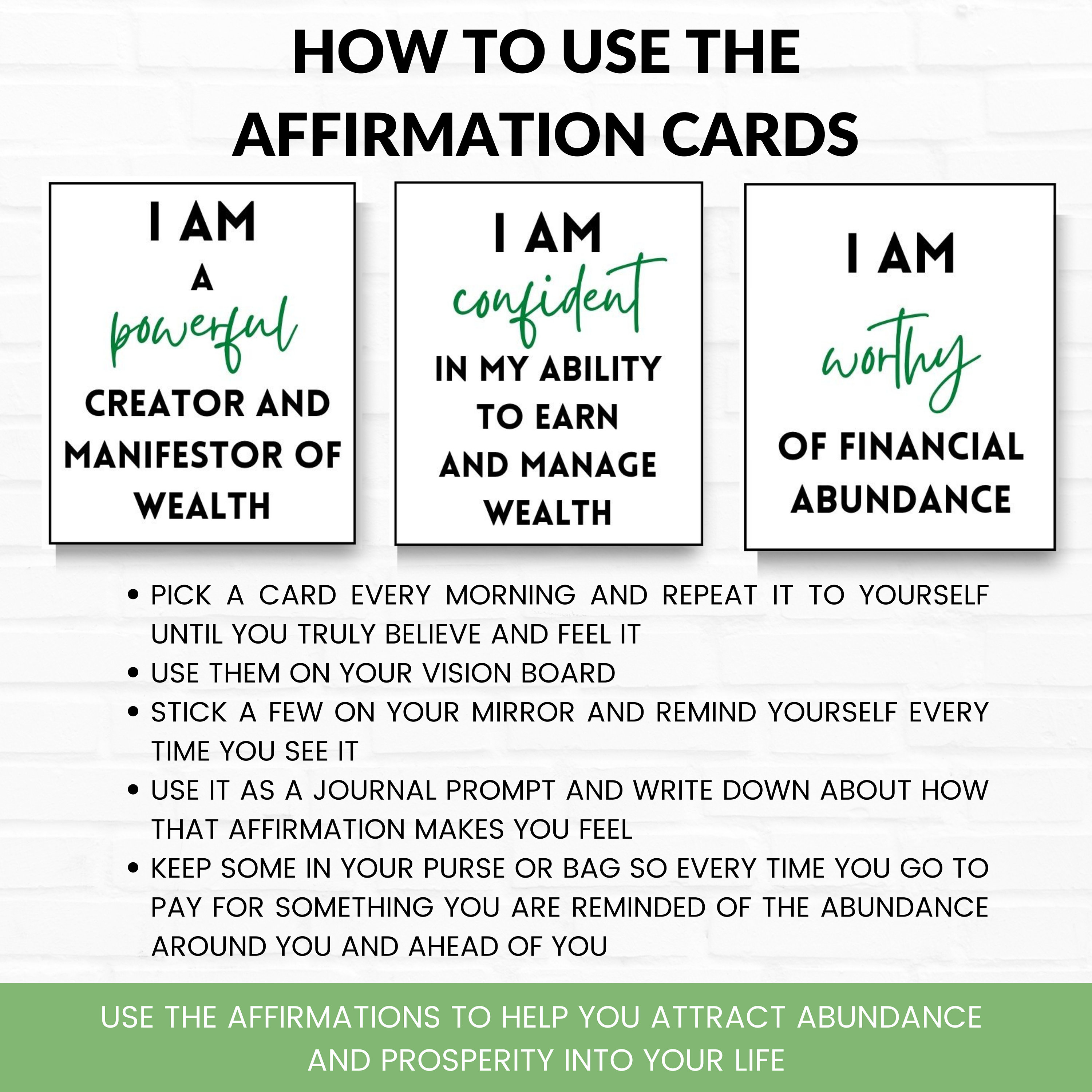 Printable Affirmation Cards for Money, Money Affirmation Cards, Wealth