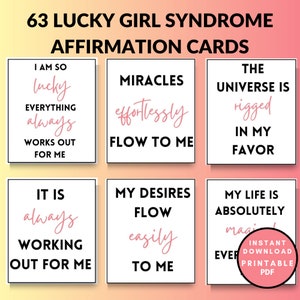Lucky Girl Syndrom Affirmationskarten zum Ausdrucken, Lucky Girl Syndrom Manifestation, Lucky Girl Affirmationskarten, I Am So Lucky Everything