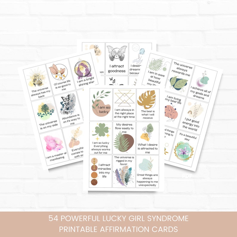 Lucky Statements Lucky Girl Syndrome Affirmation Cards Printable, Lucky Girl Syndrome ...