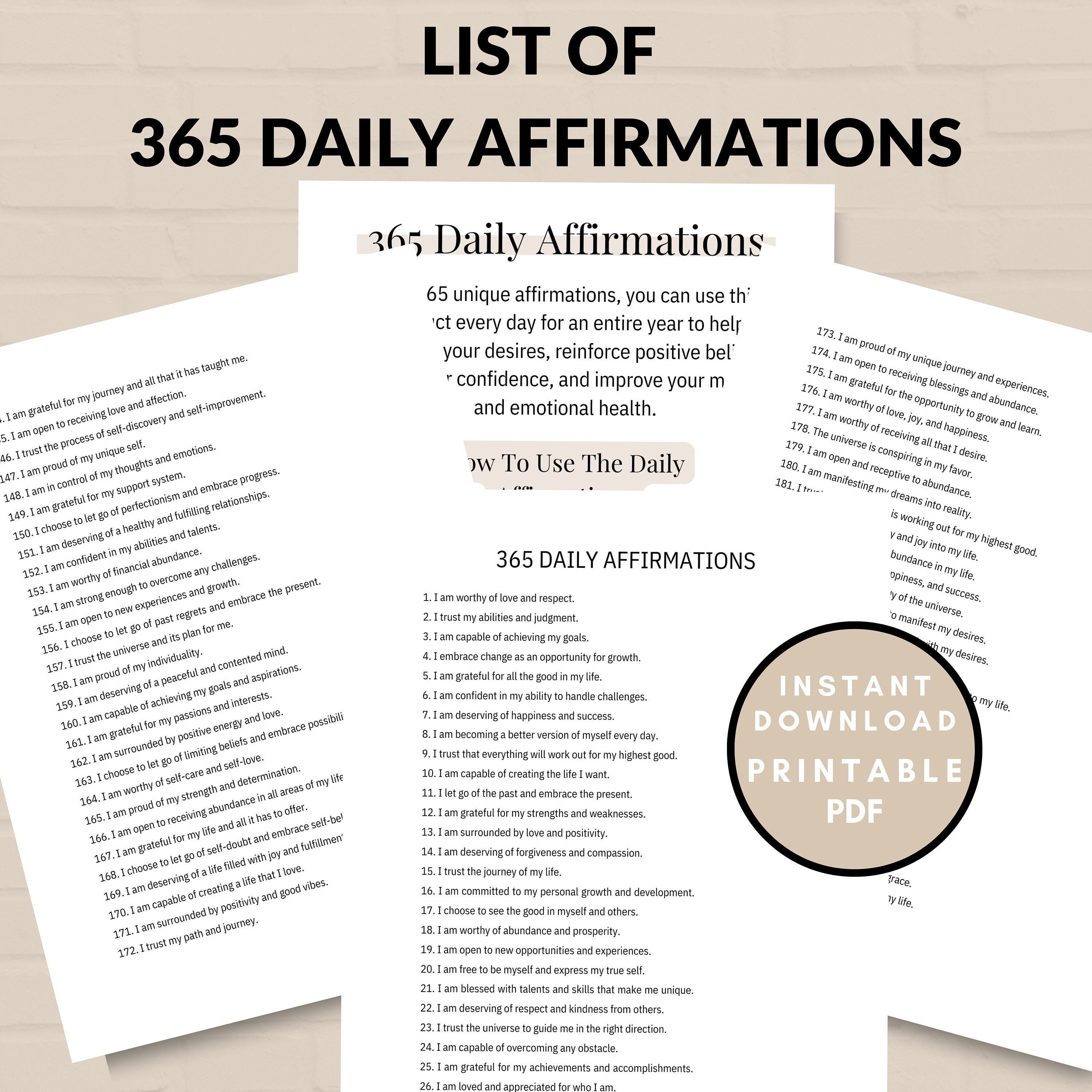 365 Affirmations Positives