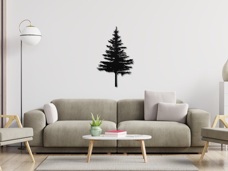 Pine Tree Metal Wall Art, Metal Christmas Tree Wall Decor, Metal Pine