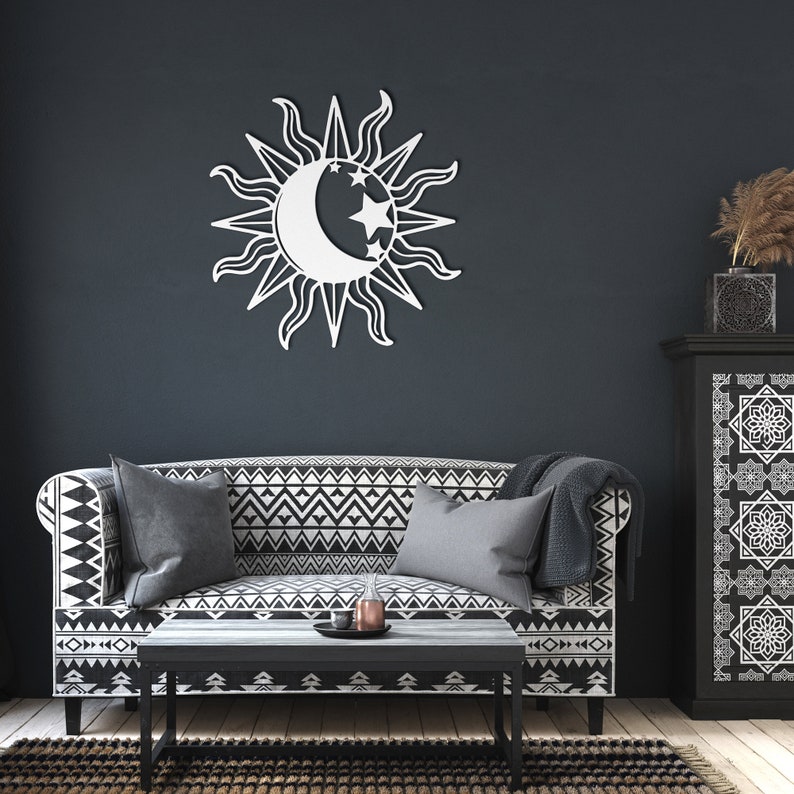 Sun and Moon Wall Art, Sun and Moon Wall Decor, Large Outdoor Metal Wall Art, Porch Wall Decor