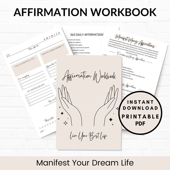Affirmation Workbook, Affirmation Journal, Daily Affirmations, Manifestation Journal, Mindset Journal, Mindfulness Journal, Printable PDF