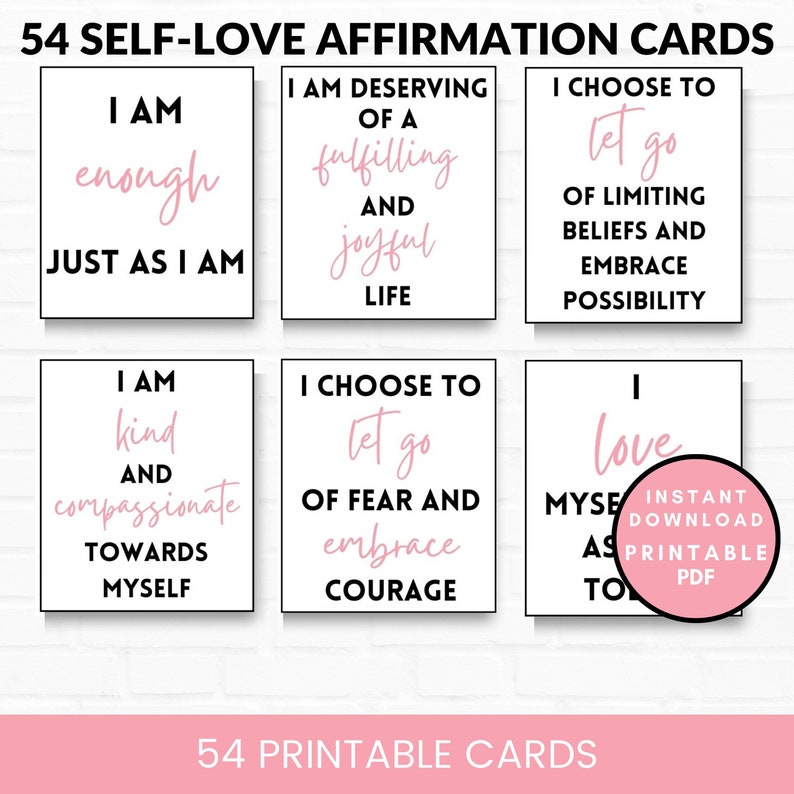 Self Love Affirmation Cards Printable Positive Affirmation - Etsy