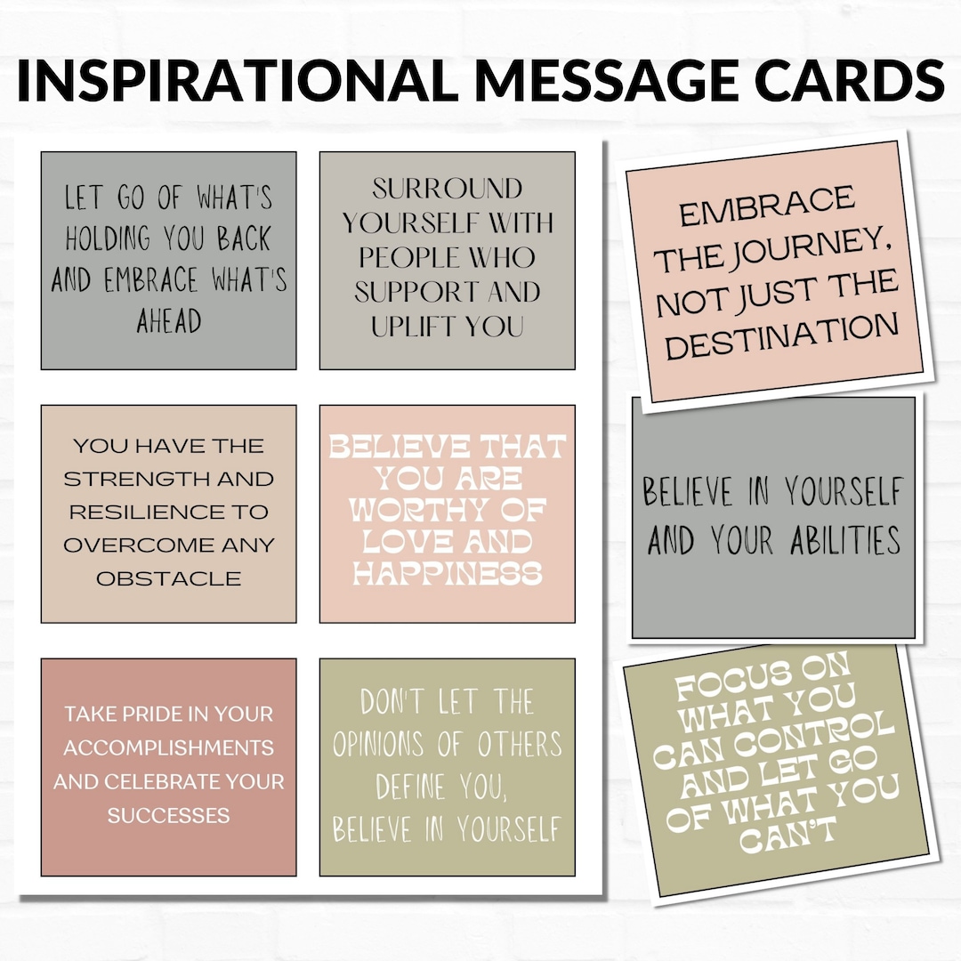 Inspirational Message Cards, Printable Motivational Cards, Mindfulness