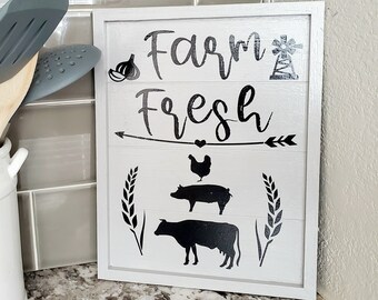 Farmhouse Kitchen Sign, Farm Fresh Wall Décor, Rustic Kitchen Sign