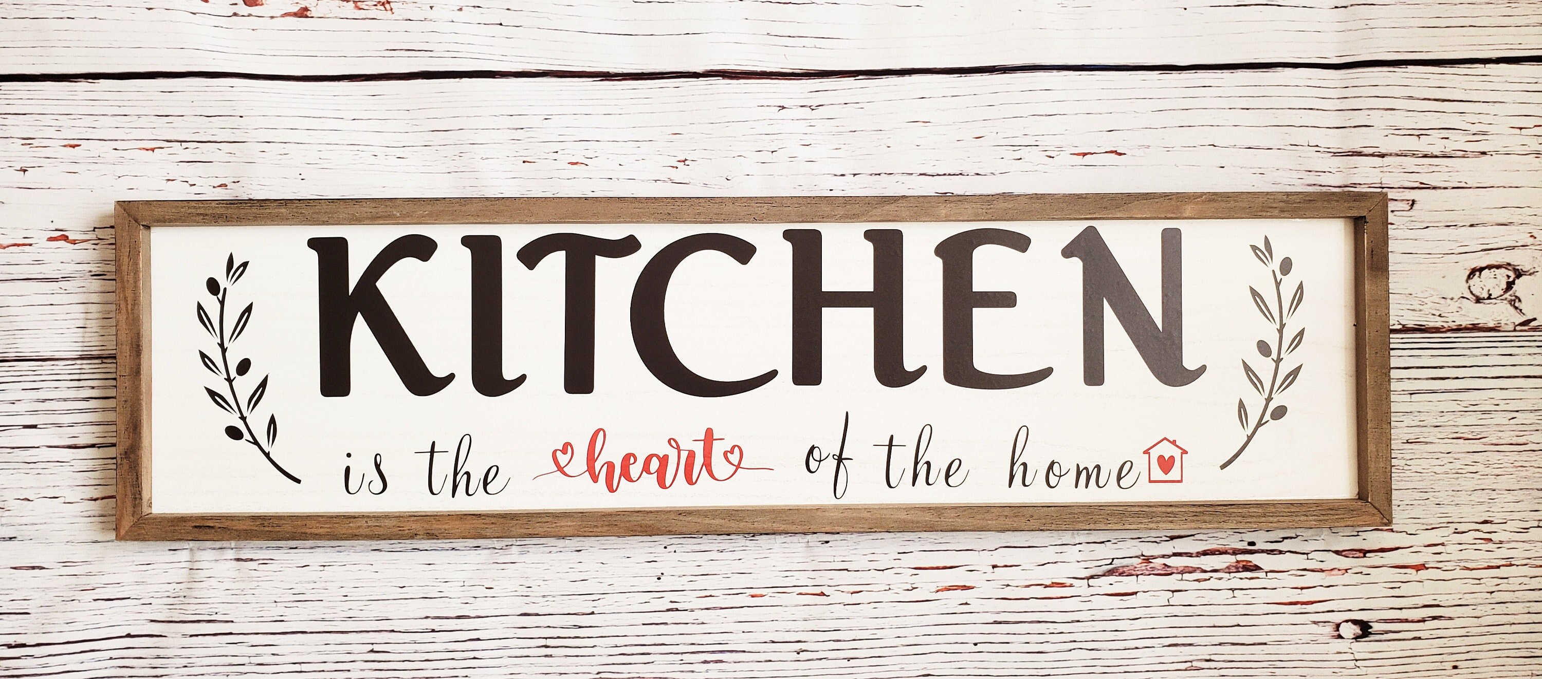  Kitchen Sign Set Kitchen Wall Decor The Heart of The Home Sign  Wood Rustic Buffalo Plaid Kitchen Decoration Fork and Spoon Farmhouse  Kitchen Wall Decor for Housewarming Kitchen Decor (Black