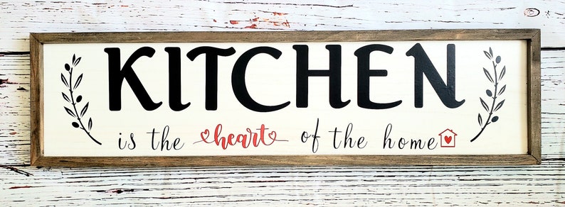 Kitchen is the Heart of the Home Wood Sign, Kitchen Sign, Wall Decor, Farmhouse Sign, Rustic Decor, Wood Sign, Kitchen Decor image 3