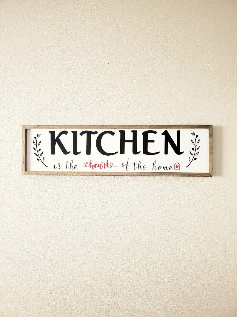 Kitchen is the Heart of the Home Wood Sign, Kitchen Sign, Wall Decor, Farmhouse Sign, Rustic Decor, Wood Sign, Kitchen Decor image 1