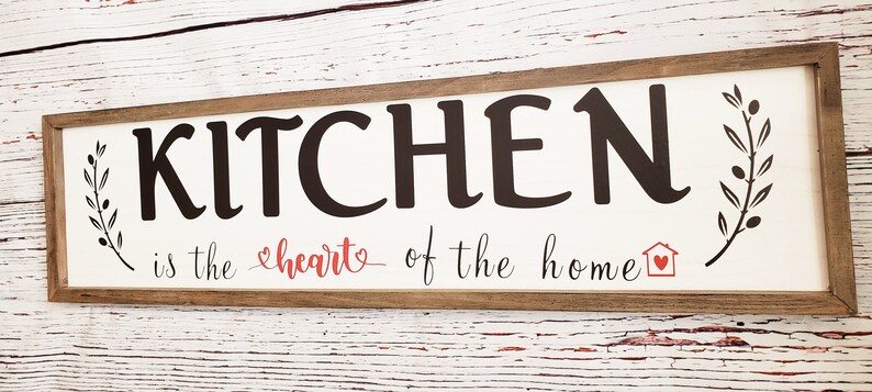 Kitchen is the Heart of the Home Wood Sign, Kitchen Sign, Wall Decor, Farmhouse Sign, Rustic Decor, Wood Sign, Kitchen Decor image 4