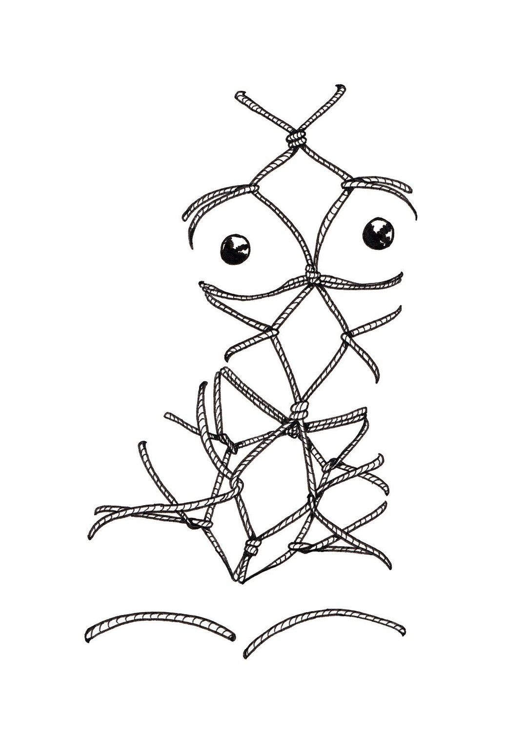 Shibari Harness Art Print Giclée Print Illustration Pen And Ink