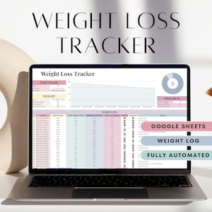 Google Spreadsheets Gewichtsverliestracker, Gewichtsverliesplanner, Fitnessdagboek, Digitaal Gewichtsverliesdagboek, Fitnessplanner, Gezondheidstracker