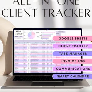 Google Spreadsheets CRM-client- en taaktracker Factuur Klantbetalingen Communicatielogboek Verkoopleadbeheer Spreadsheetsjabloon kleine bedrijven