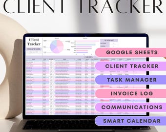 Google Spreadsheets CRM-client- en taaktracker Factuur Klantbetalingen Communicatielogboek Verkoopleadbeheer Spreadsheetsjabloon kleine bedrijven