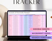 Password Tracker Google Sheets Microsoft Excel Password Spreadsheet Template Password Log Account Tracker Password Keeper Password Organizer