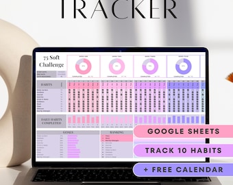 Google Sheets 75 Soft Challenge Spreadsheet 75 Easy Daily Habit Tracker Health Wellness Planner 75 Day Fitness Template Workout Journal Log