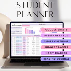 Academic Student Planner: Google Sheets Spreadsheet Template for School, College & University Assignment Tracker, Homework and Grade Log