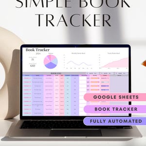 Digital Reading Journal: Google Sheets Book Tracker & Log Template for Personal Library Management Digital Book Wishlist Checklist Bookshelf