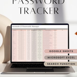 Password Tracker Google Sheets Microsoft Excel Password Spreadsheet Template Password Log Account Tracker Password Keeper Password Organizer