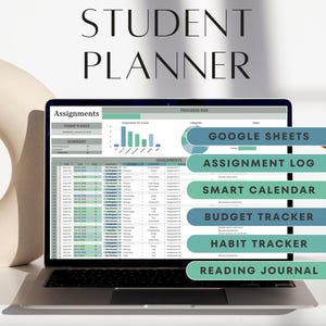 Academic Student Planner: Google Sheets Spreadsheet Template for School, College & University Assignment Tracker, Homework and Grade Log