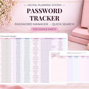 Password Tracker Google Sheets Password Spreadsheet Template Password Log Account Tracker Password Keeper Password Organizer
