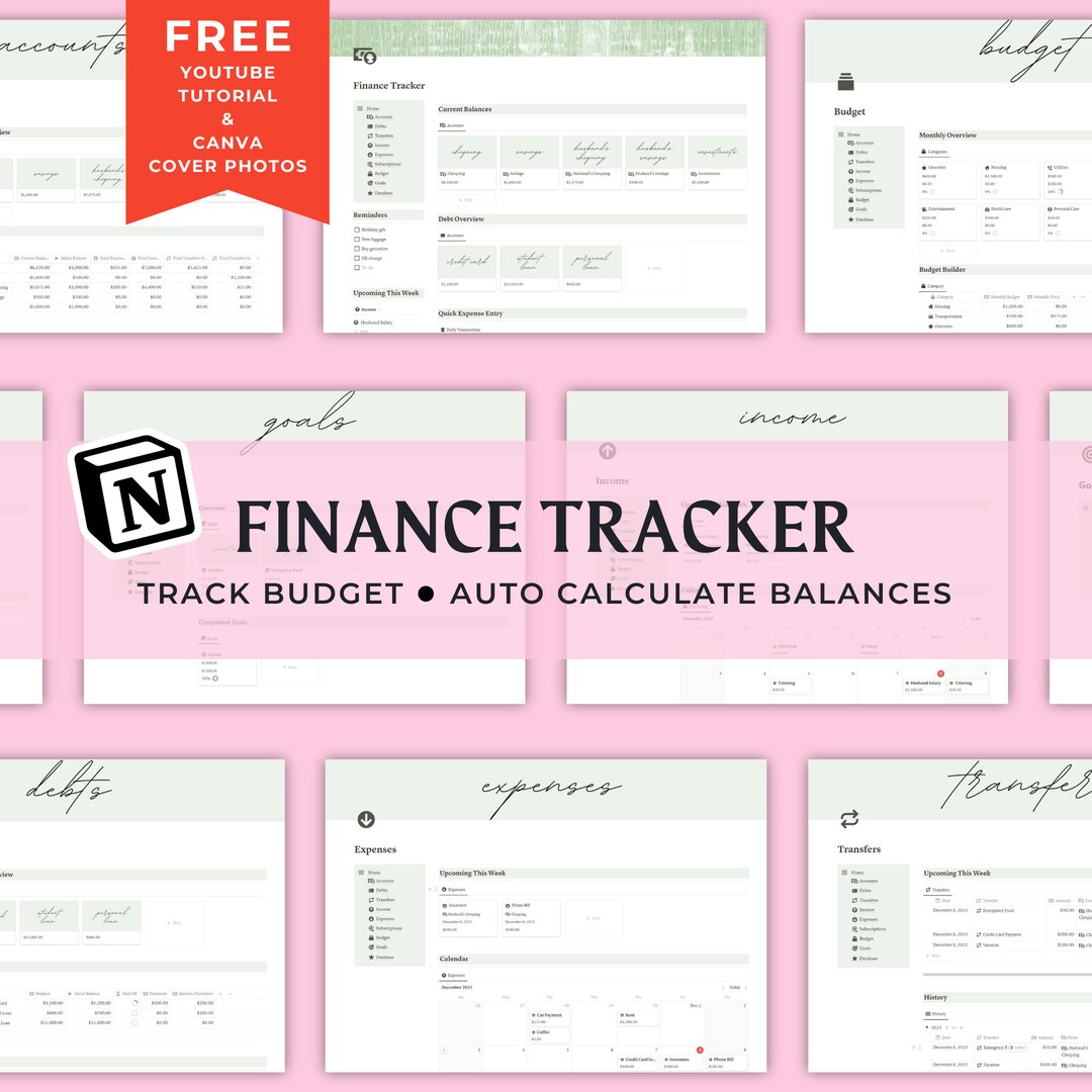 Green Notion Budget Template Aesthetic Notion Finance Template Personal Green Notion Budget Template Aesthetic Notion Finance Template Personal