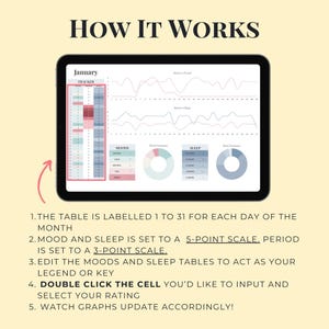 Google Sheets Period Tracker Template, Daily Mood Tracker, Sleep Tracker, Mood Journal Spreadsheet Template