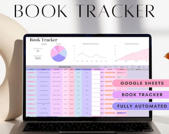 Digital Reading Journal: Google Sheets Book Tracker & Log Template for Personal Library Management Digital Book Wishlist Checklist Bookshelf