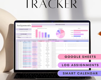 Google Spreadsheets Opdrachtentracker Studentplanner Academisch sjabloon Collegeplanner Huiswerk en cijferlogboek Organisator schoolopdracht