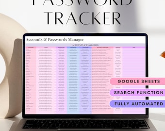 Google Sheets Password Tracker, Password Spreadsheet Template, Password Log, Account Tracker, Password Keeper, Password Organizer
