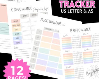 75 Soft Challenge Tracker: Printable Habit & Workout Log (A5, US Letter)