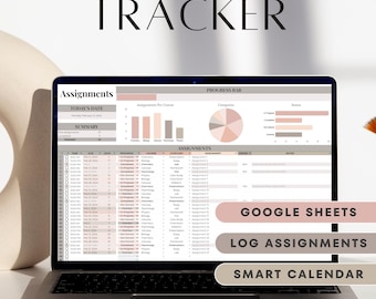 Google Sheets Assignment Tracker Student Planner Academic Planner Spreadsheet Template College Planner Task Tracker Homework Planner Neutral