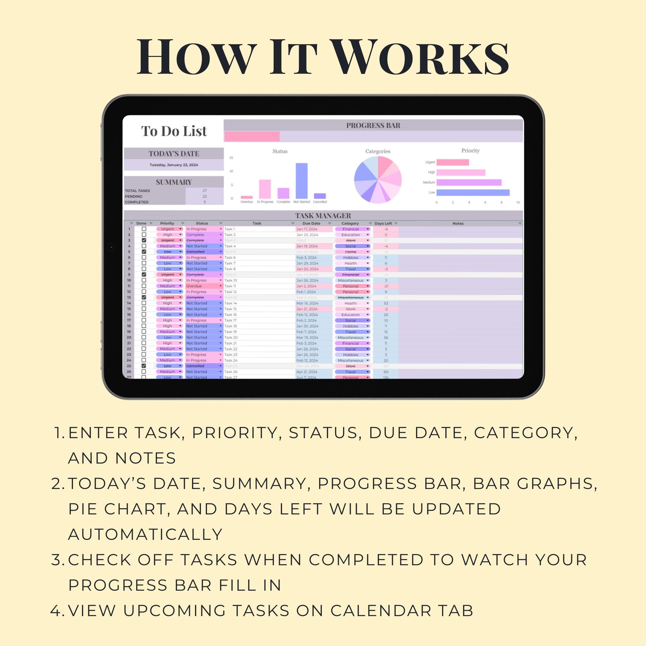 Google Sheets Task Tracker Template to Do List Task Manager ...