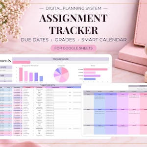 Google Sheets Assignment Tracker Student Planner Academic Template College Planner Homework and Grade Log School Assignment Organizer