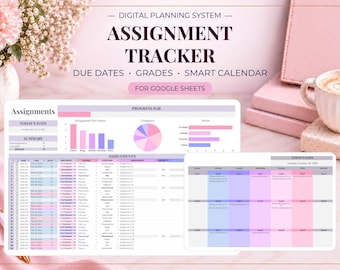 Google Sheets Assignment Tracker Student Planner Academic Template College Planner Homework and Grade Log School Assignment Organizer