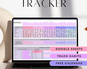 Google Spreadsheets-gewoontetracker: digitale doelenplanner Dagelijkse, wekelijkse en maandelijkse Google Spreadsheets-spreadsheetsjabloon Routine-resolutiegrafieklogboek