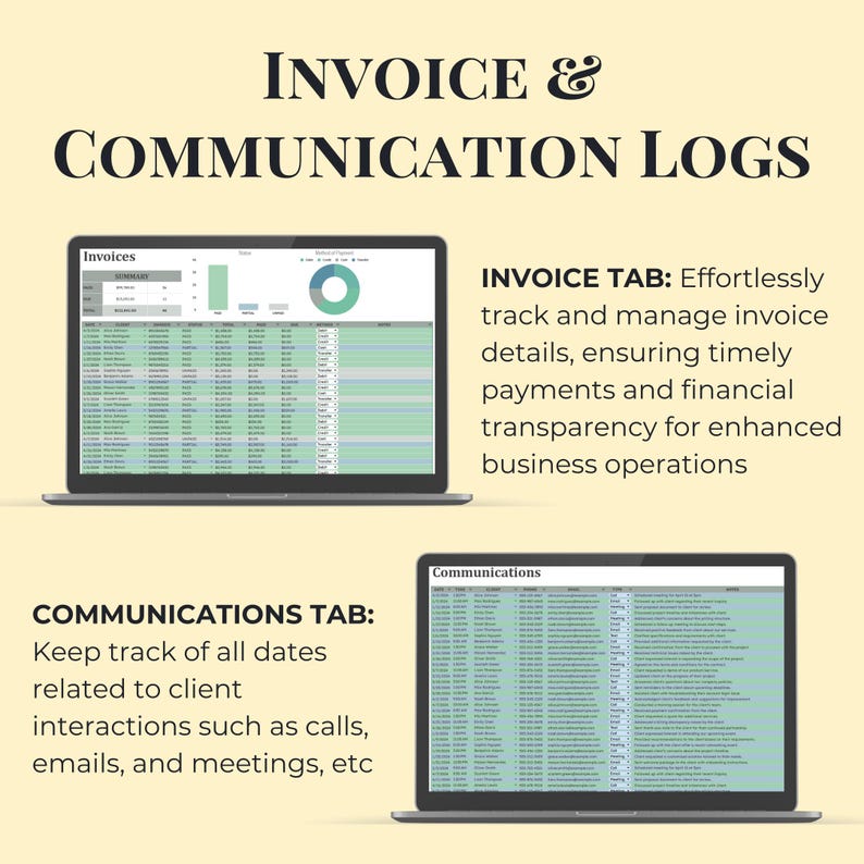 Google Sheets CRM Client & Task Tracker Invoice Customer Payment ...