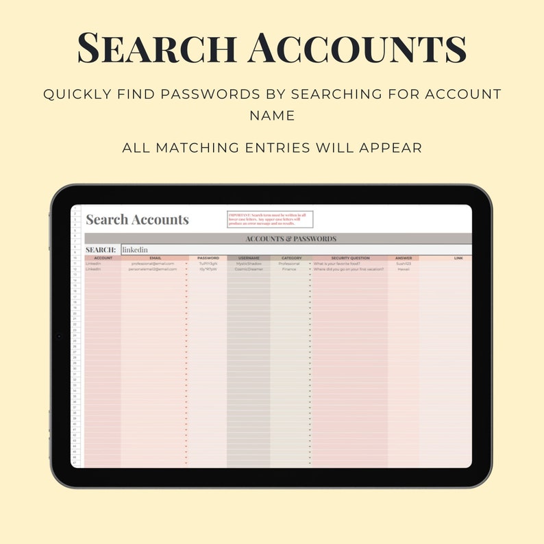 Password Tracker Google Sheets Microsoft Excel Password Spreadsheet ...
