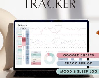 Google Sheets Period Tracker Template, Daily Mood Tracker, Sleep Tracker, Mood Journal Spreadsheet Template PMS Cortisol Emotion Chart
