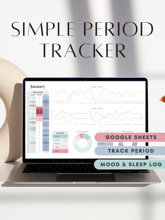 Google Sheets Period Tracker Template, Daily Mood Tracker, Sleep Tracker, Mood Journal Spreadsheet Template PMS Cortisol Emotion Chart