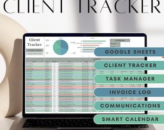 Google Sheets CRM Client & Task Tracker Invoice Customer Payment Communication Log Sales Lead Management Small Business Spreadsheet Template